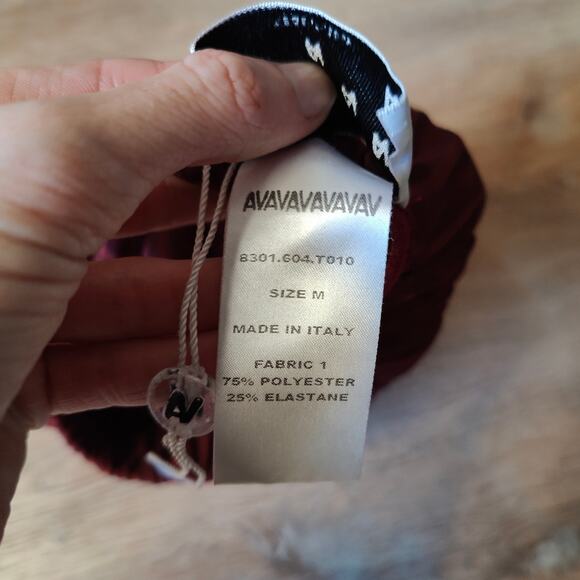 Avavav Apartment Pants Womens Medium Red Stripe Semi-Sheer Flare Pull On Mesh - Picture 6 of 8